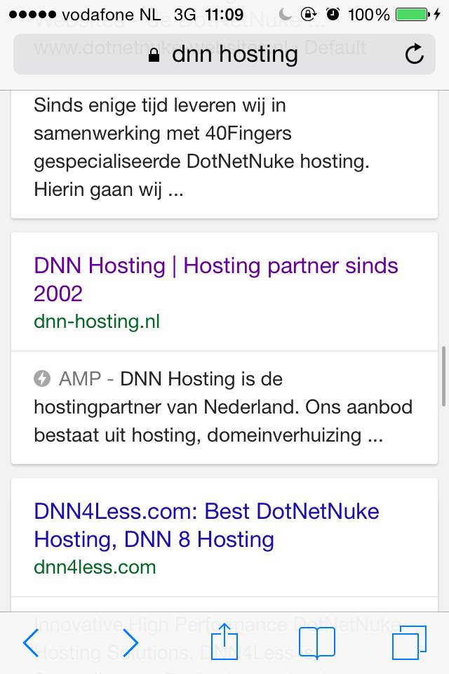 Screenshot of DNN Hosting in the Google Search Results