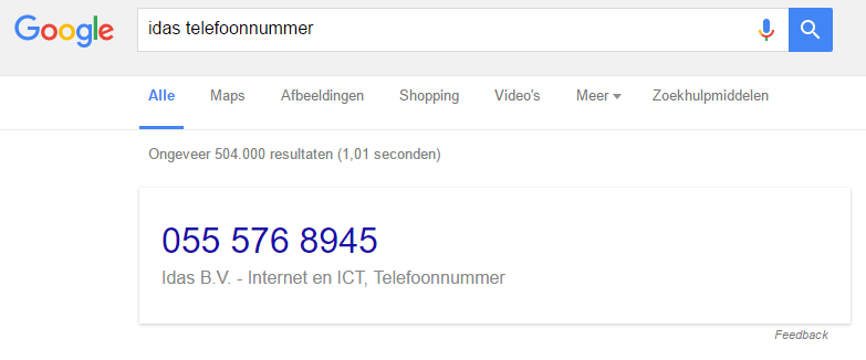 Google antwoord op Idas telefoonnummer