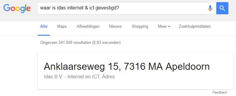 Google antwoord op Idas vestigingsplaats