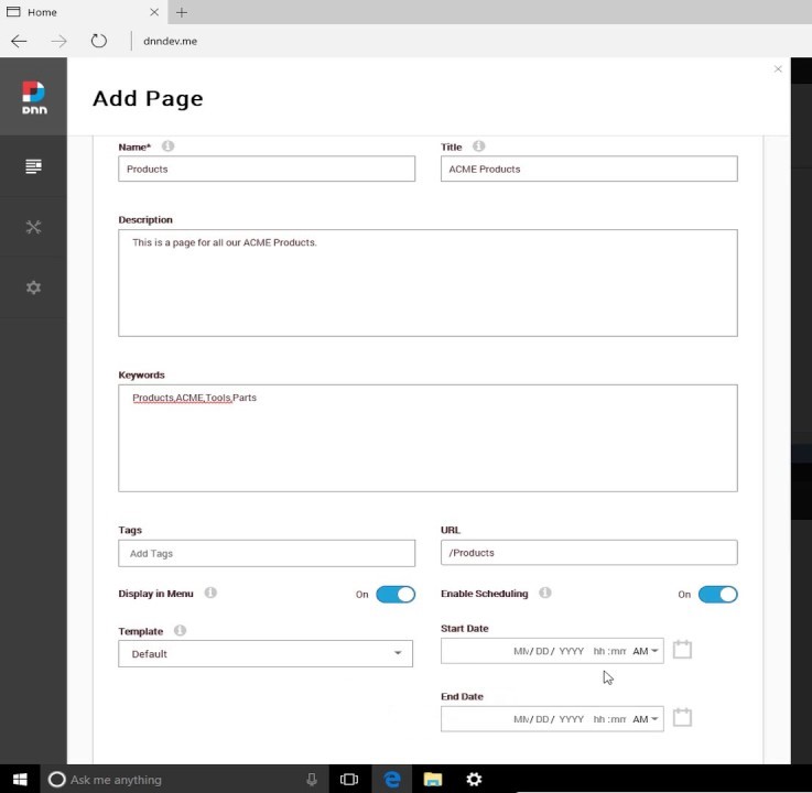DNN Page Management