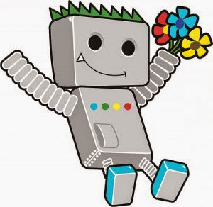 Robot met bloemen in zijn hand